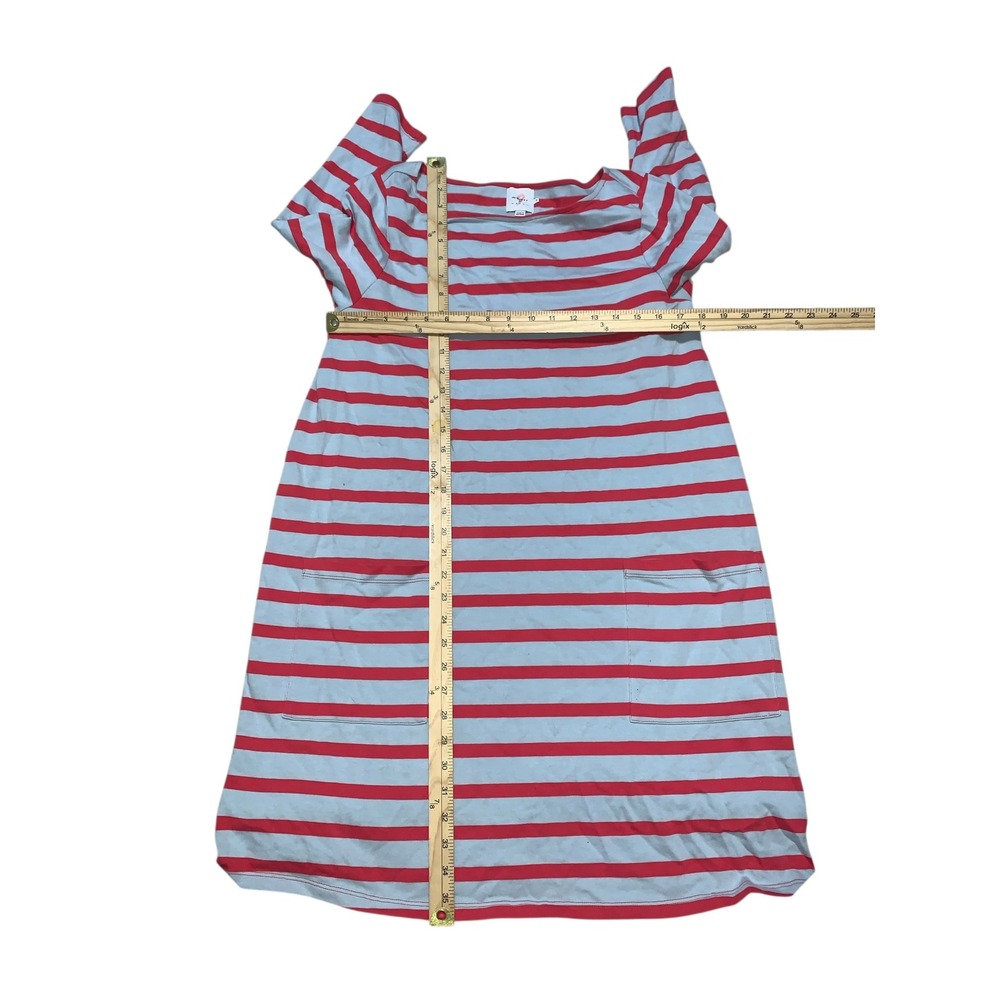 HATCH The Nines Striped Boat Neck Pocket Dress Red Light Blue Cotton size Medium - Picture 10 of 10